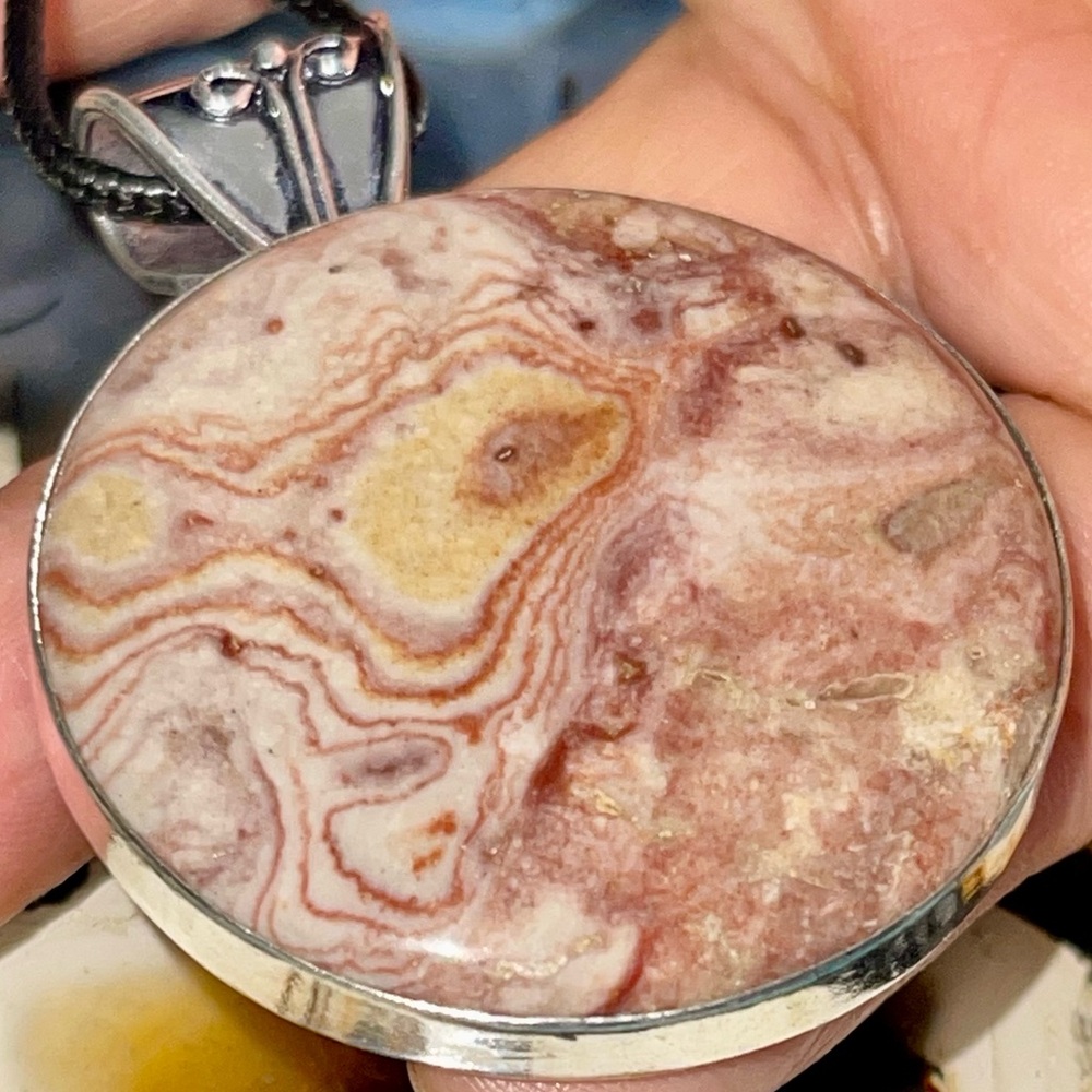 Round Wave Dolomite Crystal Pendant 2”